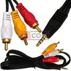 Шнур штекер 3,5мм 4C - 3 штекери RCA, gold, 1,2 м, чорний