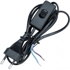 Шнур сетевой для бра с выключателем, 2х0.5мм CU, 1.5м, чёрный