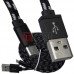 Шнур штекер USB А - штекер miсroUSB (Samsung), сетка, 3м, черный