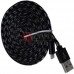 Шнур штекер USB А - штекер miсroUSB (Samsung), сетка, 3м, черный
