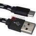 Шнур штекер USB А - штекер miсroUSB (Samsung), сетка, 3м, черный