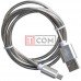 Шнур штекер USB А - штекер micro USB, 1м, металлическая изоляция, серебрянный, в блистере