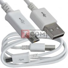 Шнур компьютерный TCOM, штекер USB А - штекер miсroUSB (Samsung), long pin, 1м, белый