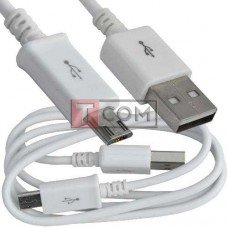 Шнур компьютерный TCOM, штекер USB А - штекер miсroUSB (Samsung), long pin, 1м, белый