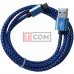 Шнур штекер USB А - штекер miсroUSB (Samsung), сетка, 1м, синий