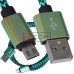 Шнур комп'ютерний TCOM, штекер USB А - штекер miсroUSB (Samsung), 2.1А, сітка, Ø4.5мм, 1м, зелений