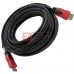 Шнур HDMI TCOM, штекер - штекер, Vers-1.4, Ø6мм, gold, 10м, красно-чёрный