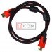 Шнур HDMI TCOM, штекер - штекер, Vers-1.4, gold, фильтр + сетка, 1.5м, чёрно-красный
