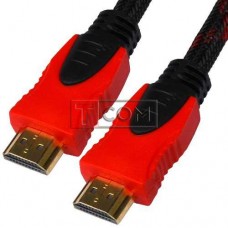 Шнур HDMI TCOM, штекер - штекер, Vers-1.4, gold, фильтр + сетка, 20м, чёрно-красный