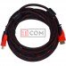 Шнур HDMI TCOM, штекер - штекер, Vers-1.4, "позолоченный", фильтр + сетка, 5м, чёрно-красный