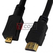 Шнур HDMI TCOM, штекер HDMI - штекер micro HDMI, Vers-1.4, "позолочений", Ø5мм, 1.5м