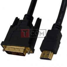 Шнур штекер HDMI - штекер DVI, Ø7.3мм, gold, 1м, чорний