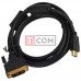 Шнур TCOM штекер HDMI - штекер DVI, 6.0мм, gold, в блистере, 2м, чёрный