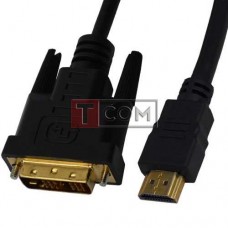 Шнур штекер HDMI - штекер DVI Ø7.3мм, gold, с фильтрами, 3м, чёрный