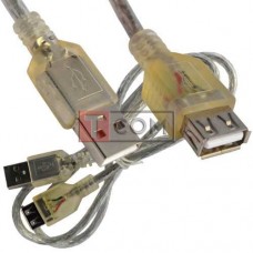 Удлиннитель USB TCOM, штекер A - гнездо А, Vers-2.0, Ø5мм, 0.8м, прозрачный