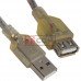 Удлиннитель USB TCOM, штекер A - гнездо А, Vers-2.0, Ø5мм, 0.8м, прозрачный