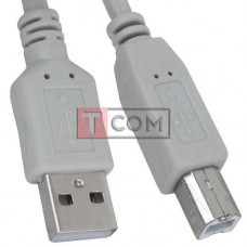 Шнур USB TCOM, штекер A - штекер В, Vers- 2.0, Ø4.5мм, 5м, серый