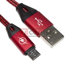 Шнур TCOM штекер USB А - штекер micro USB, в сетке, 1м, красный