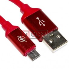 Шнур TCOM штекер USB А - штекер micro USB, с фильтром, прорезиненный, 1м, красный