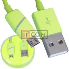 Шнур TCOM, штекер USB А - штекер micro USB, в колбі, 1м, салатовий