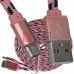 Шнур TCOM, штекер USB А - штекер miсroUSB (Samsung), сетка, 3метра, розовый