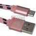 Шнур TCOM, штекер USB А - штекер miсroUSB (Samsung), сетка, 3метра, розовый