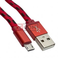 Шнур TCOM, штекер USB А - штекер miсroUSB, сетка, 3м, красный