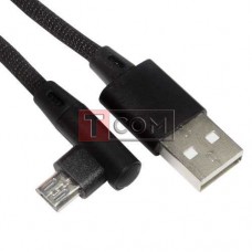 Шнур TCOM штекер USB А - штекер micro USB угловой, в сетке, 1м, чёрный
