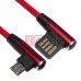 Шнур TCOM штекер USB А кутовий - штекер micro USB кутовий, в сітці, 1м, червоний