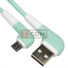 Шнур TCOM штекер USB А угловой - штекер micro USB угловой, прорезиненный, 1м, зелёный