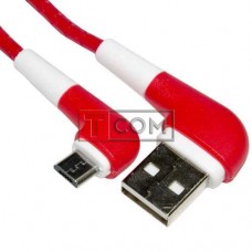 Шнур TCOM штекер USB А угловой - штекер micro USB угловой, прорезиненный, 1м, красный