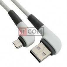 Шнур TCOM, штекер USB А кутовий - штекер miсroUSB кутовий, прогумований, 1м, білий