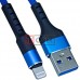 Шнур USB А - iPhone 6, сетка, 1м, синий
