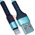 Шнур USB А - iPhone 6, сітка, 1м, бірюзовий