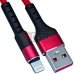 Шнур USB А - iPhone 6, сетка, 1м, красный