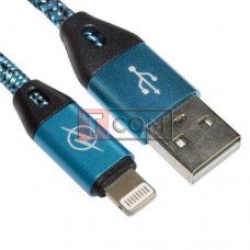 Шнур TCOM штекер USB А - штекер iPhone 6, в сетке, 1м, синий