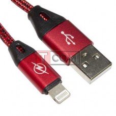 Шнур TCOM штекер USB А - штекер iPhone 6, в сетке, 1м, красный