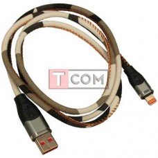 Джинсовый шнур USB А - iPhone 6 хаки 1 метр