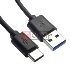 Шнур TCOM, штекер USB type C - штекер USB A, 1.5м, чёрный