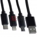 Шнур 3в1, штекер USB А - штекер miсroUSB + штекер Iphone + штекер USB type C, 1м, чорний