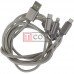 Шнур 3в1, штекер USB А - штекер miсroUSB + штекер Iphone + штекер USB type C, 1м, серебристый