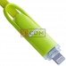Шнур 2в1 TCOM, штекер USB А - штекер mісго USB + штекер iPhone6, салатовий, 1м, в блістері