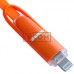 Шнур 2в1 TCOM, штекер USB А - штекер miсro USB + штекер iPhone6, оранжевый, 1м, в блистере