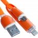 Шнур 2в1 TCOM, штекер USB А - штекер miсro USB + штекер iPhone6, оранжевый, 1м, в блистере