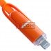 Шнур 2в1 TCOM, штекер USB А - штекер mісго USB + штекер iPhone6, помаранчевий, 1м, в блістері Шнур 2в1 TCOM, штекер USB А - штекер mісго USB + штекер iPhone6, помаранчевий, 1м, в блістері