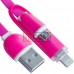 Шнур 2в1 TCOM, штекер USB А - штекер miсro USB + штекер iPhone6, розовый, 1м, в блистере Шнур 2в1 TCOM, штекер USB А - штекер miсro USB + штекер iPhone6, розовый, 1м, в блистере