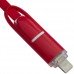 Шнур 2в1 TCOM, штекер USB А - штекер mісго USB + штекер iPhone6, червоний, 1м, в блістері