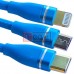 Шнур 3в1 TCOM, штекер USB А - штекер miсro USB + штекер Iphone + штекер USB type C, сетка, 1м, синий