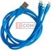 Шнур 3в1 TCOM, штекер USB А - штекер miсro USB + штекер Iphone + штекер USB type C, сетка, 1м, синий