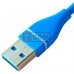 Шнур 3в1 TCOM, штекер USB А - штекер Місго USB + штекер Iphone + штекер USB type C, сітка, 1м, синій